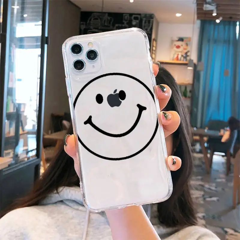 

Cartoon cute funny smiley expression Phone Case Transparent for iPhone 6 7 8 11 12 s mini pro X XS XR MAX Plus cover funda shell