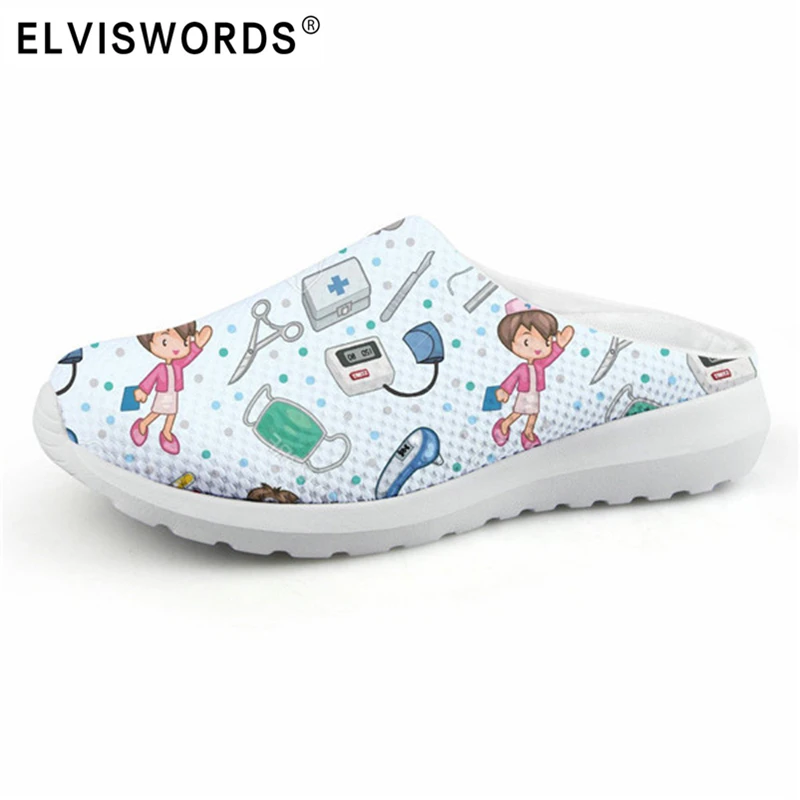 Женские пляжные домашние тапочки ELVISWORDS летняя сетчатая обувь на плоской подошве