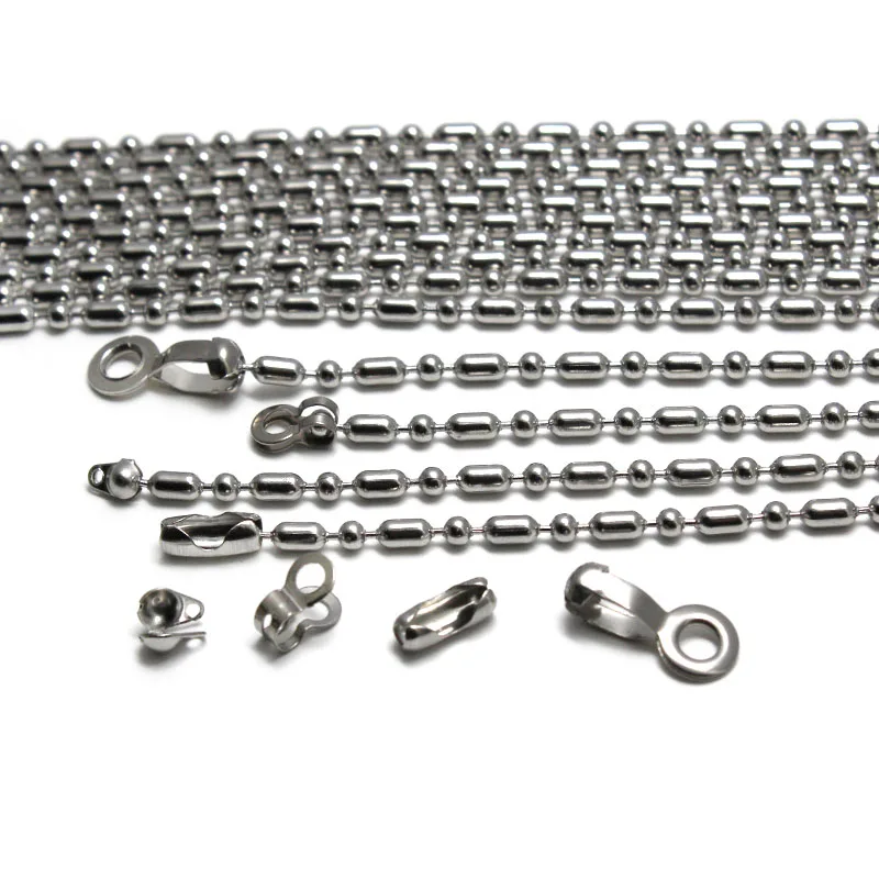 

1.5 2 2.4 3.2mm Ball Bead Necklace Chain Keychain Stainless Steel Ball Bead Chains Bulk & Connector Clasp for DIY Jewelry Making