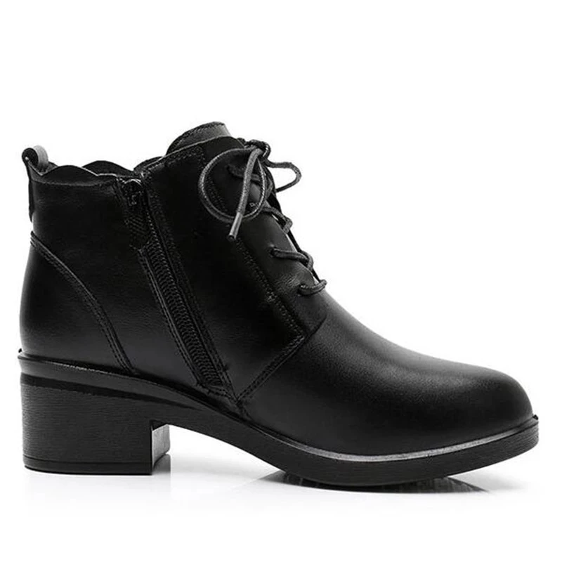 Женские нескользящие ботинки на квадратном каблуке из натуральной кожи | Обувь