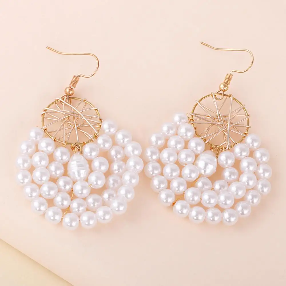 Модные Многослойные жемчужные серьги Ximei металлические для женщин крупные