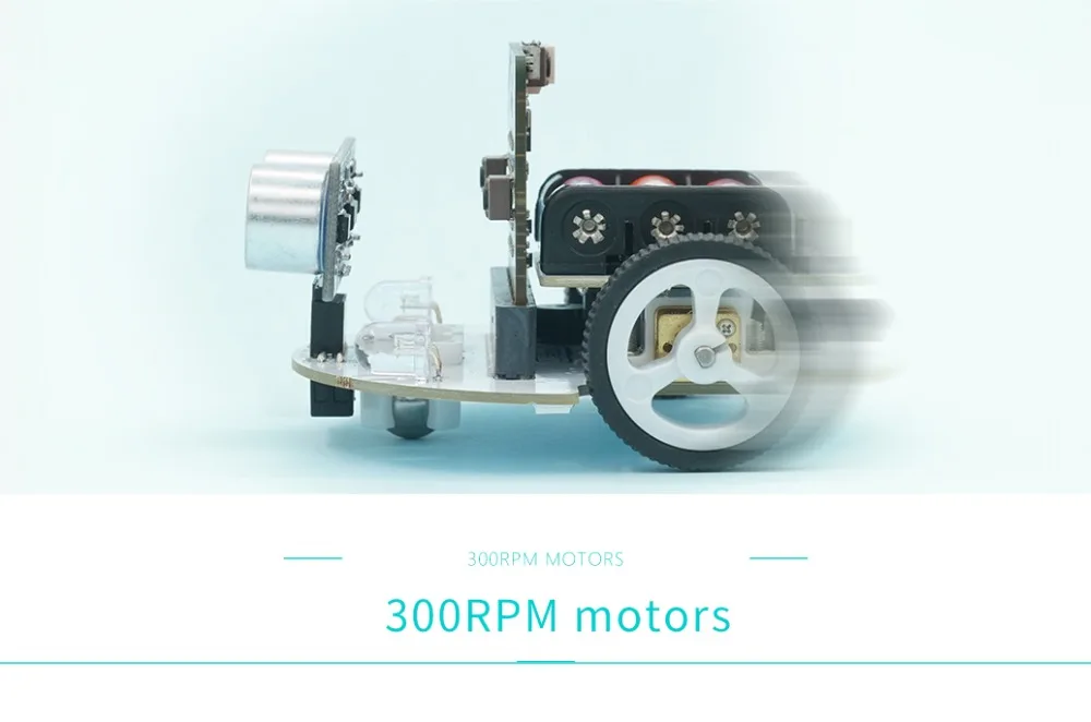 micro:bit Cutebot Smart Car Kit(without micro:bit)rear-drive Rainbow RGB Lamp 300RPM Dual High Speed Motor