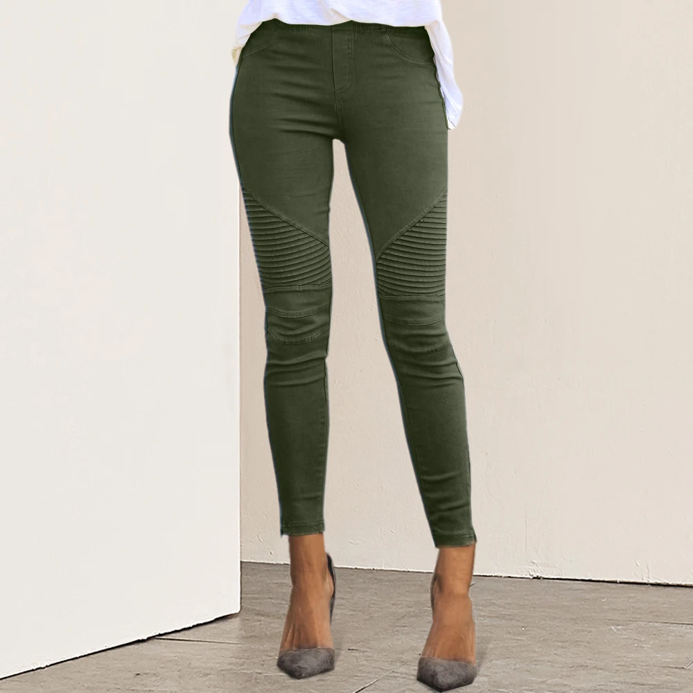 SHUJIN Women Jeans Legging Blue Striped Print Imitation Jean Slim Fitness Elastic Seamless | Женская одежда