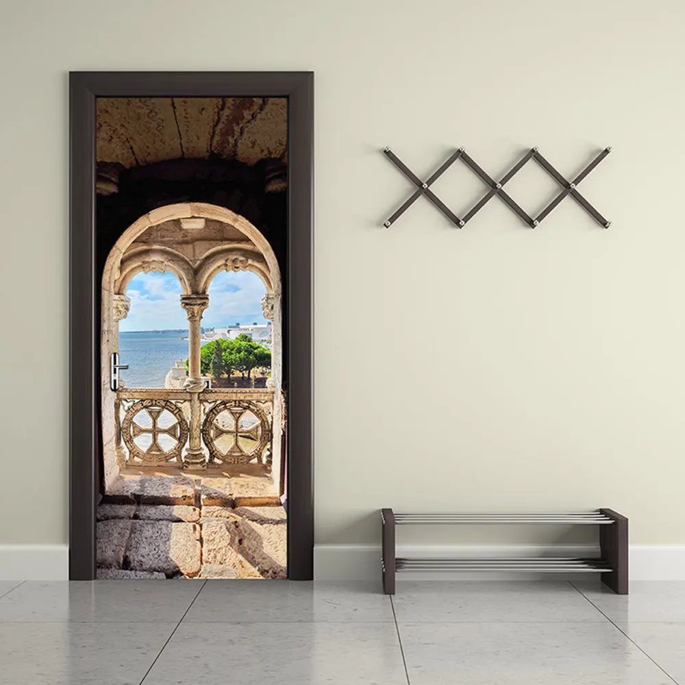 2 шт./компл. декоративные 3D наклейки на дверь Морского Пейзажа|Дверные наклейки| |