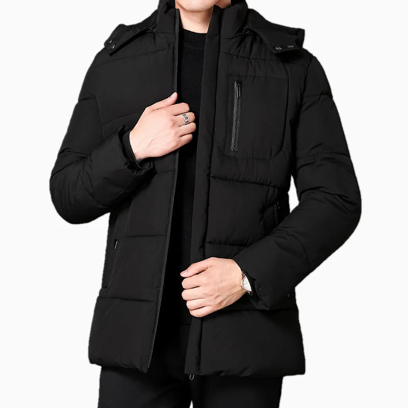 New Men's Winter Down Jacket High Quality Thick Winter Middle-Aged Warm Long Coat Cotton Clothes Men Parkas