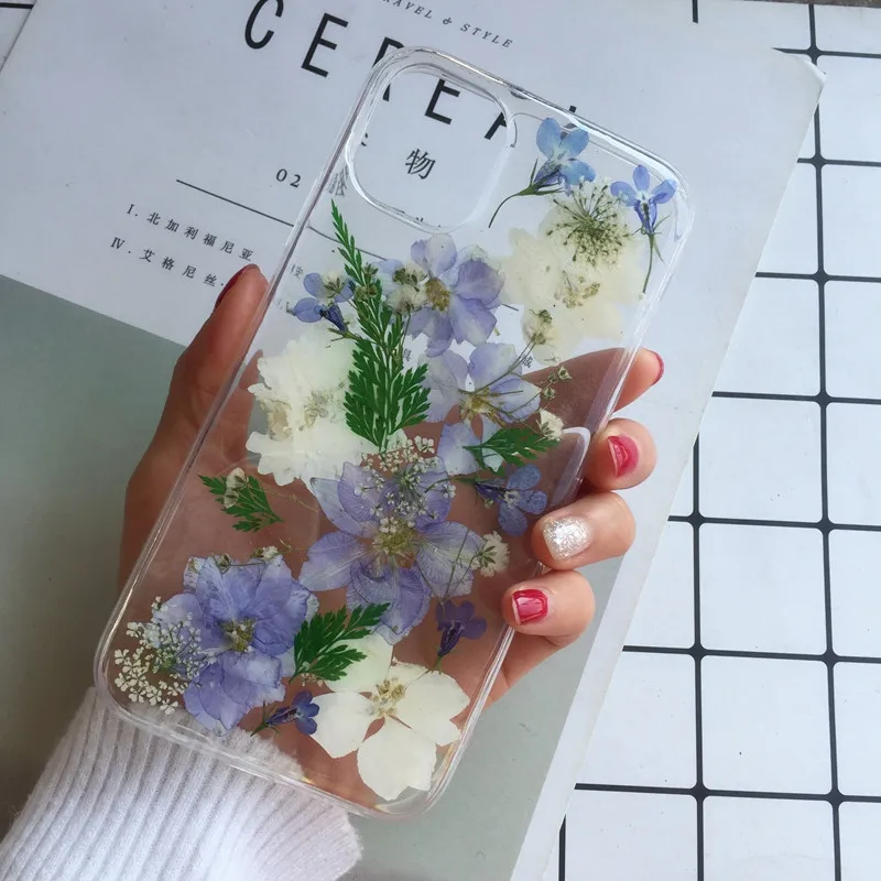 Tfshining настоящий прессованный высушенный чехол с цветами для iphone 11 11pro max X XR Xs max 6 6s 7 8 plus, прозрачный чехол, блестящий девчачий чехол