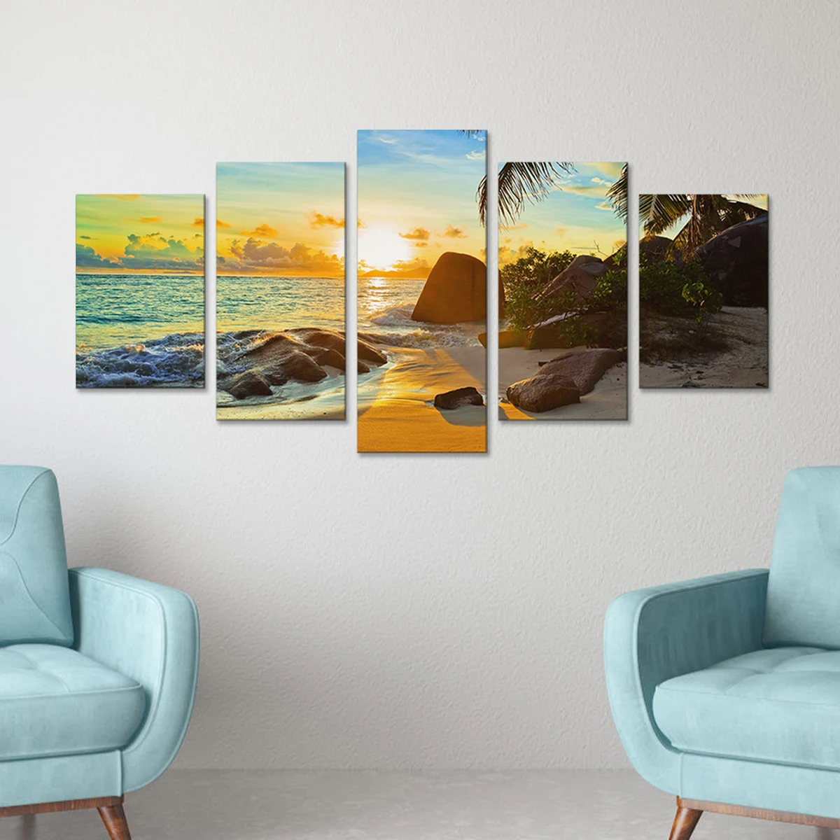 

Sunset Beach Reef Canvas Painting Natural Sea Landscape Posters and Prints Modern Modular Wall Art Pictures Living Room Decor