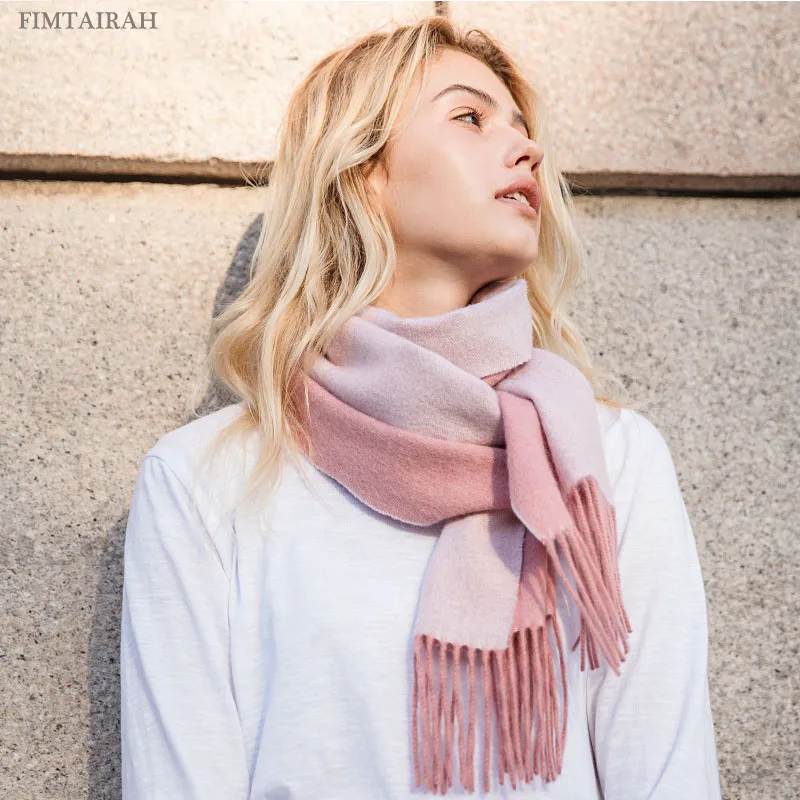 Женский шерстяной шарф Inner Mongolia утепленный модный теплый на осень и зиму