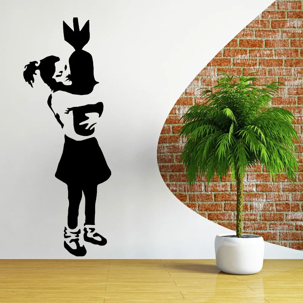 

BANKSY WALL STICKER GIRL HUGING BOMB ART TRANSFER WALL STICKER PATTERN NURSERY WALL STICKER