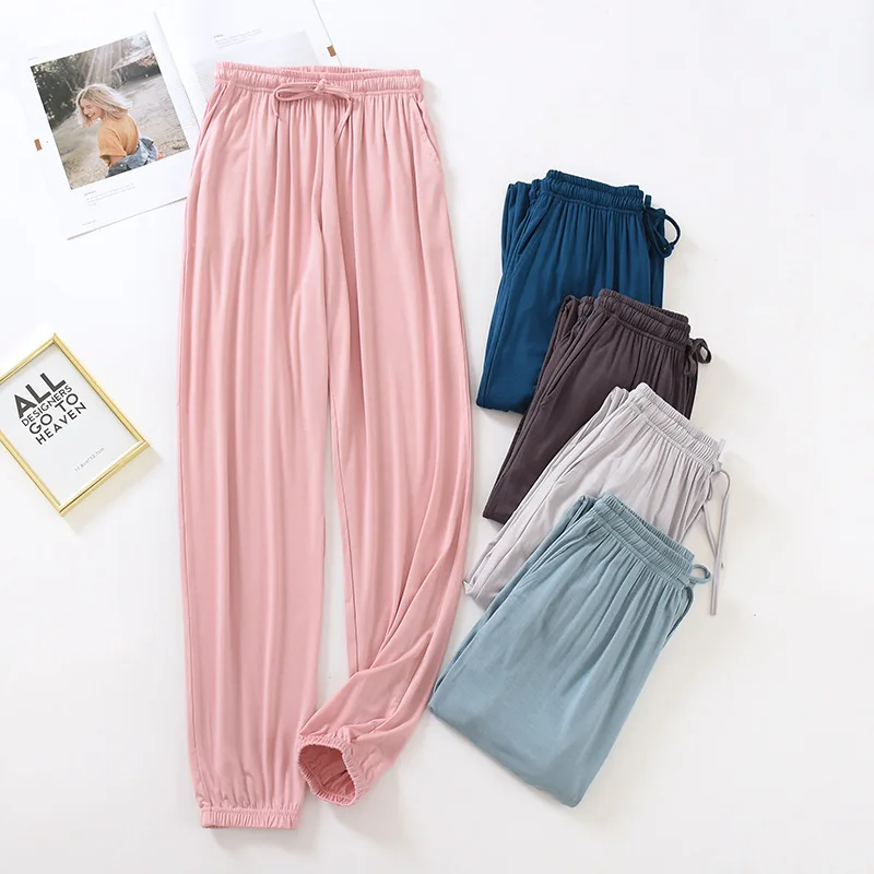 

Japanese New Style Home Service Ladies Pants Spring and Summer Thin Modal Loose Large Size Solid Color Home Pants Women Bottoms