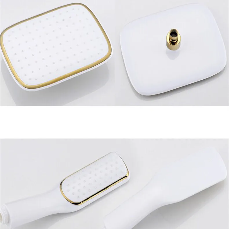 shower set sdsn white gold bathroom shower system quality copper brass bathtub faucet rainfall shower head spa bath shower sets free global shipping