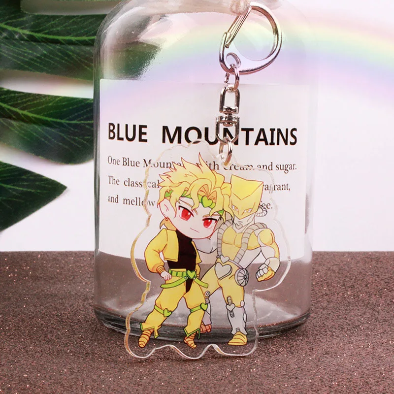 Anime Jojos Bizarre Adventure Keychain Cartoon Figure Acrylic Pendant Backpack Key Ring
