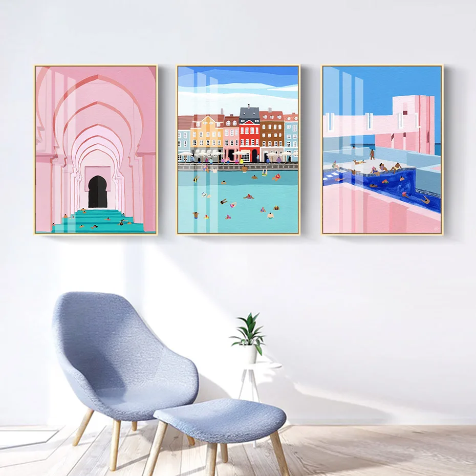 

Modern Swimming Pool Posters Abstract Canvas Painting Wall Art Prints Pictures for Living Room Interior Home Decoration NO FRAME