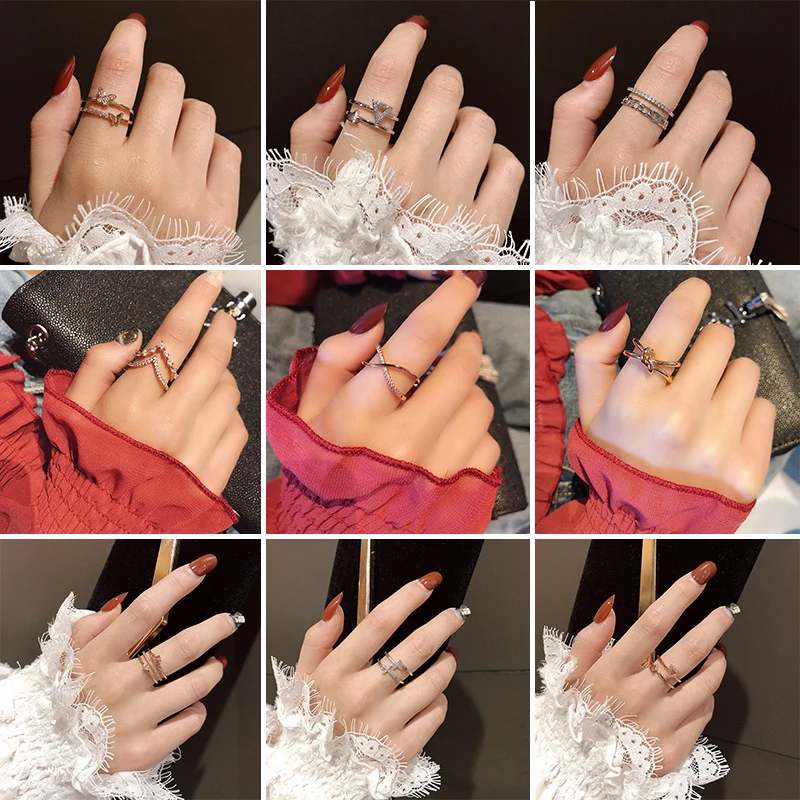 

Japan and South Korea Internet Hot Hipster Rose Gold Female Normcore Style Personality Students' Forefinger Ring Korean