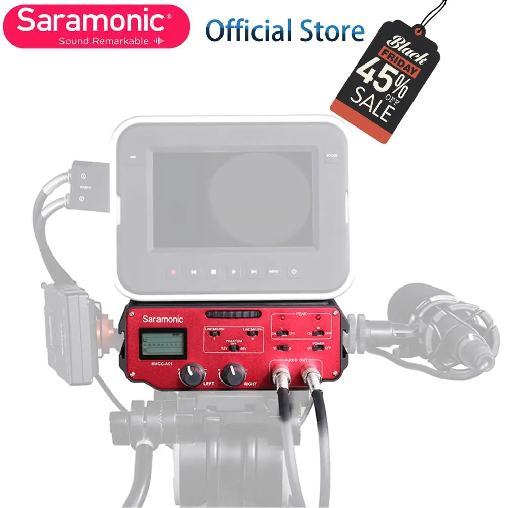 Saramonic микрофонный аудио адаптер микшер BMCC-A01 для камера blackmagic Cinema с двухканальными XLR входами камера BMCC