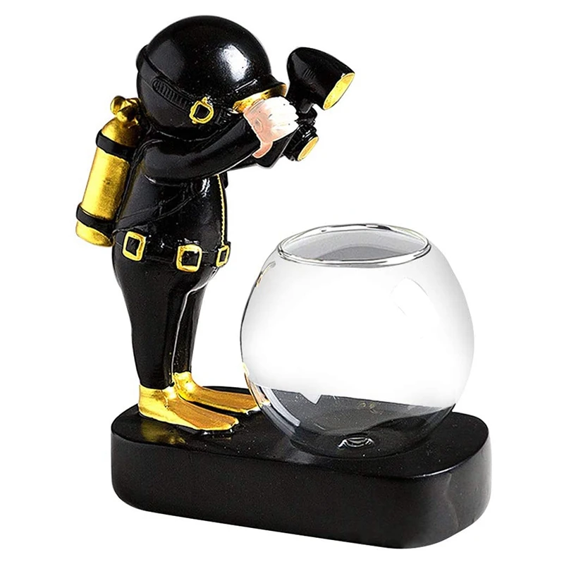 

New Ins Style Flower Arrangement Glass Transparent Creative Simple for Living Room Office Decor (Black Gold Diver) Office