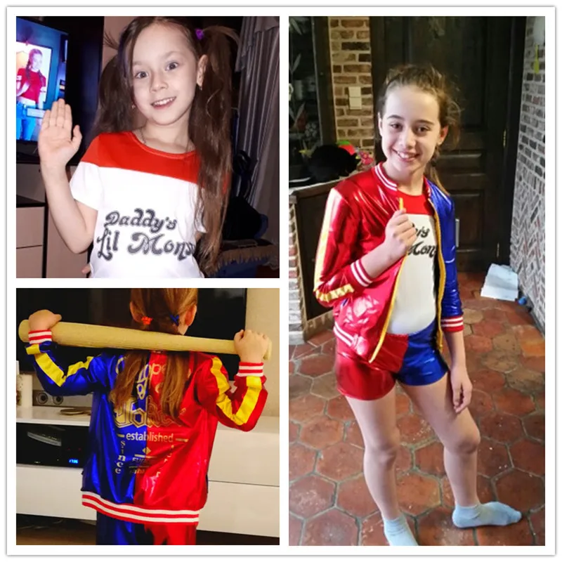 Костюмы для косплея самоубийц детские пальто Харли из отряда Квинна девочек