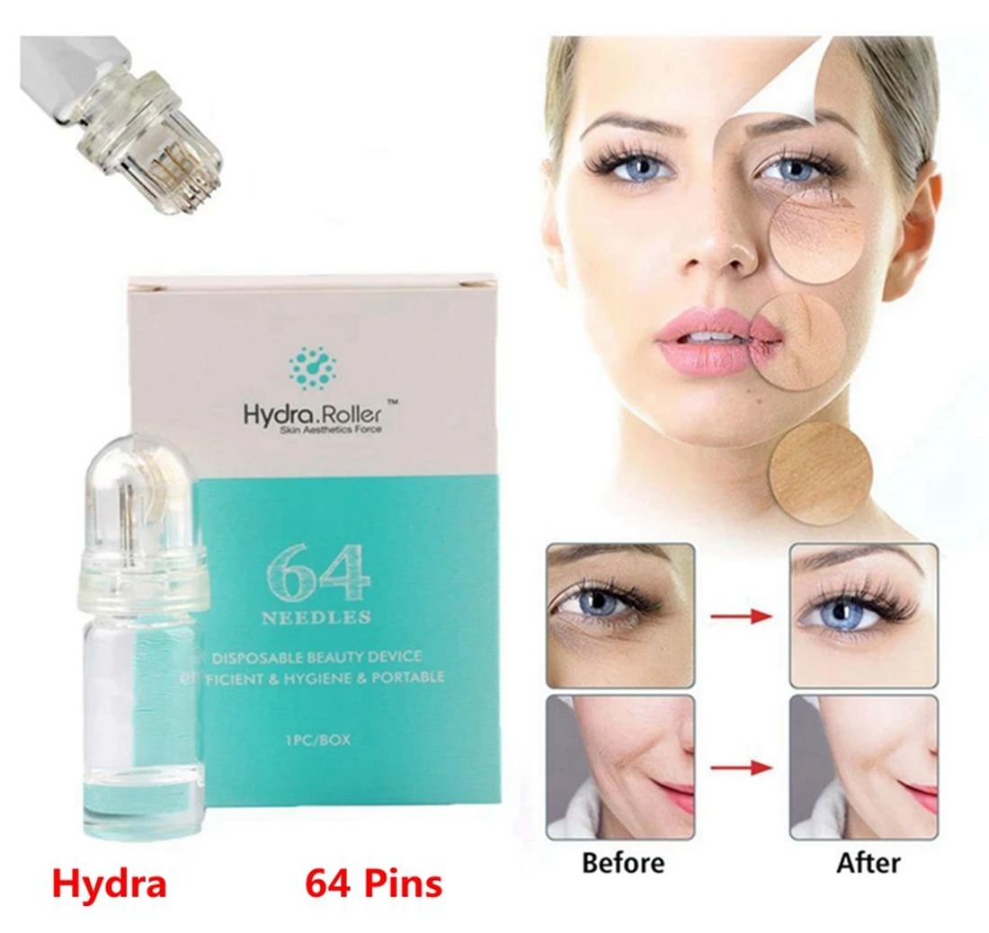 FDA гидро роллер 64pin титановые наконечники микроиглы 0 25 мм автоматическая Золотая