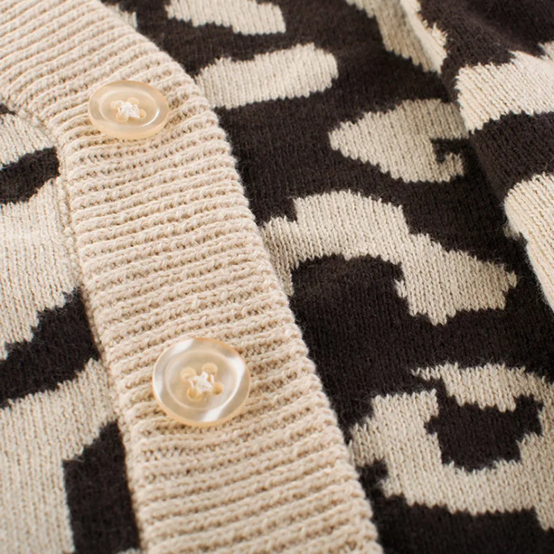 Трикотажные кардиганы для маленьких девочек свитер с леопардовым принтом