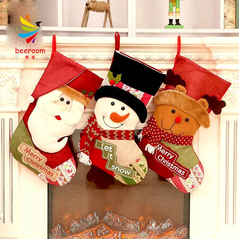 

Рождественские чулки DIY, Санта-Клаус, снеговик, чехол для конфет, украшение для рождественской елки, Рождественское украшение, 25x48 см