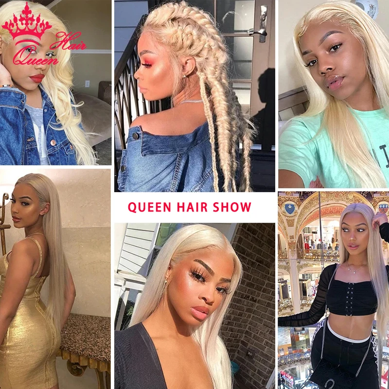 

360 Lace Frontal Wig #613 Blonde Glueless Bleached Knots Preplucked 360 Big Lace Wig Human Hair Wig Queen Hair Official Store