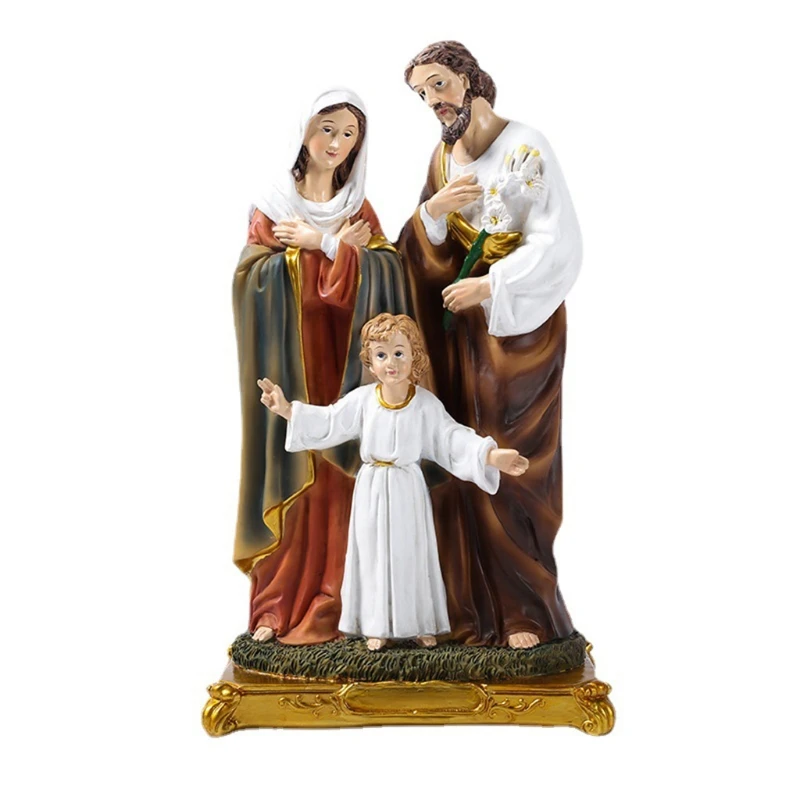 

Статуэтка религиозной семьи Иисуса, настольное украшение, Статуэтка из смолы, креативная скульптура для домашнего декора, комнатный Настол...