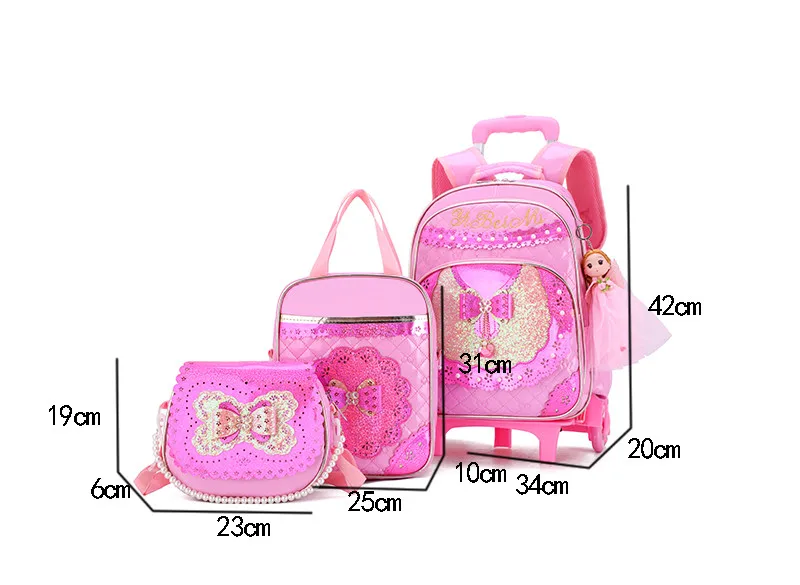 Детские школьные ранцы на колесиках для девочек модные съемные