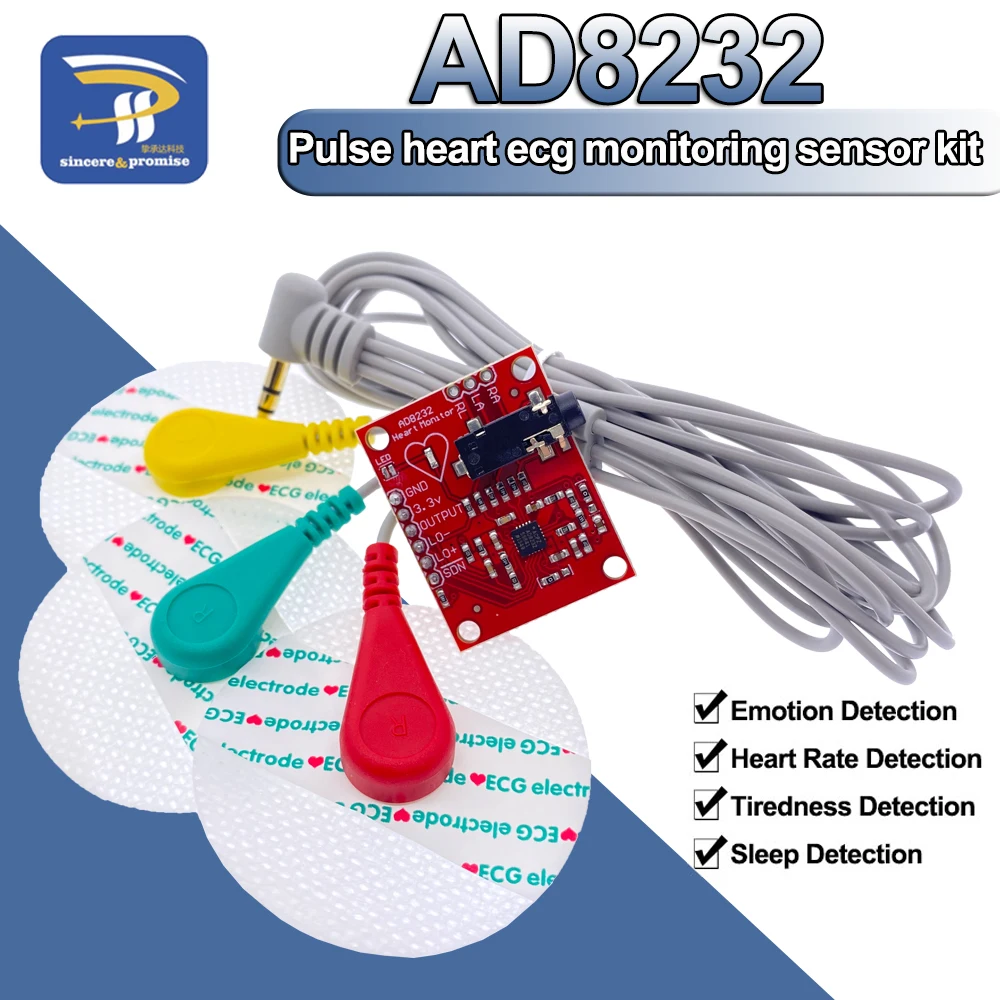 AD8232 ЭКГ Физиологическое измерение пульсометр с одним свинцовым датчиком