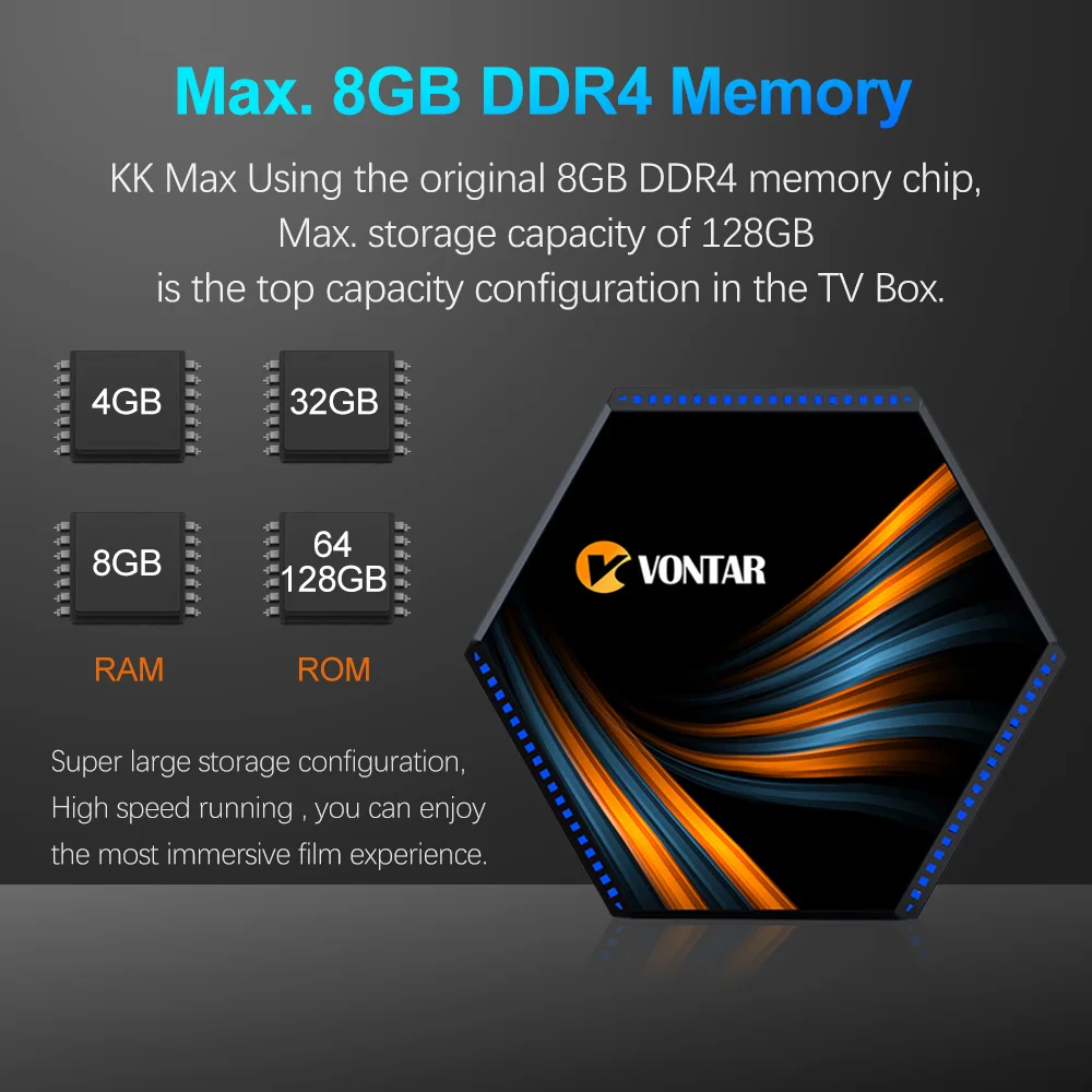 ТВ-приставка VONTAR KK MAX RK3566 Android 11 8 + 64/4/32 ГБ Wi-Fi 4K 8K Google Assistant Youtube медиаплеер |