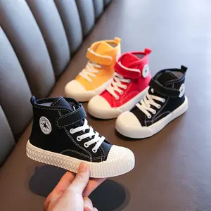 Детская парусиновая обувь, высокие кеды для мальчиков и девочек, белые туфли ярких цветов для детского сада