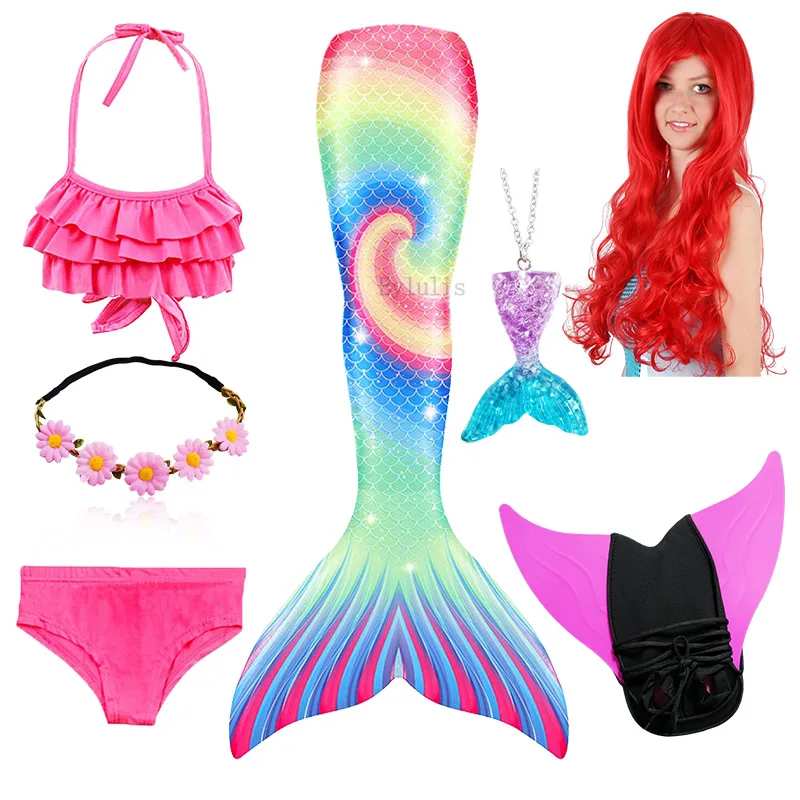 Детский Костюм Русалки с париком для девочек косплей-костюм хвостом и