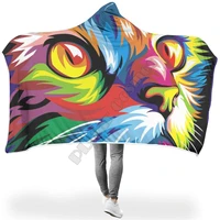 colorful animals cat 3d printed hooded blanket adult child sherpa fleece wearable blanket microfiber bedding drop shipping