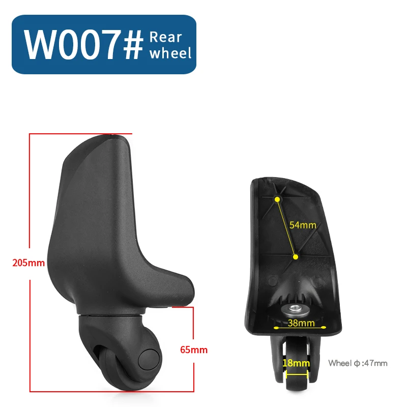 W007(2 Wheels)Rear Сменные колеса для багажа, чемодана, продукт, дорожная сумка, колесики для ремонта, износостойкая тяга, коробка, багажные колеса - Цвет: W007(2 Wheels)Rear
