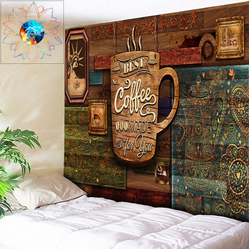 Деревянный психоделический гобелен настенный с мандалой кафе украшение