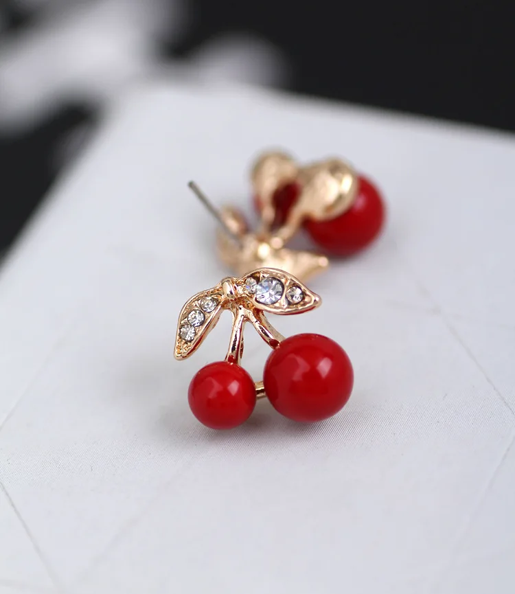 IMaySon Модный женский красный вишневый набор серьги гвоздики для ушей с