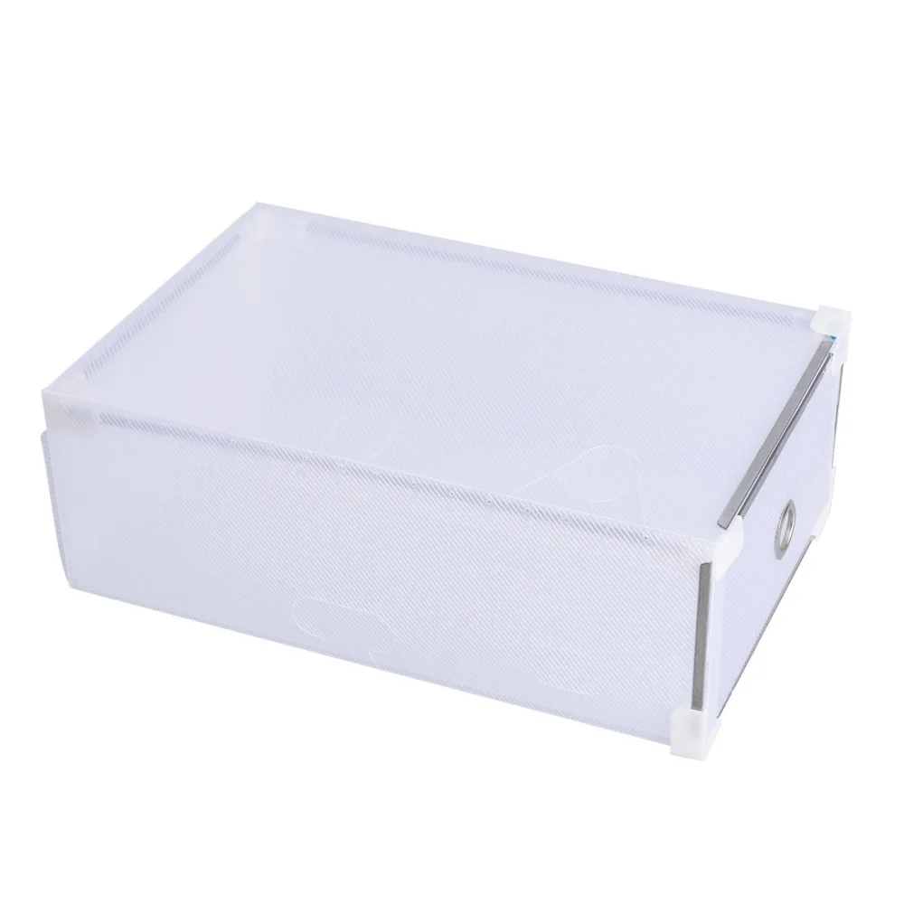 

10PCS Crate Storage Clear Drawer Shoe Boxes Stackable Foldable Shoes Case Home Wardrobe Thicken Shoebox Size 31*20*11 (