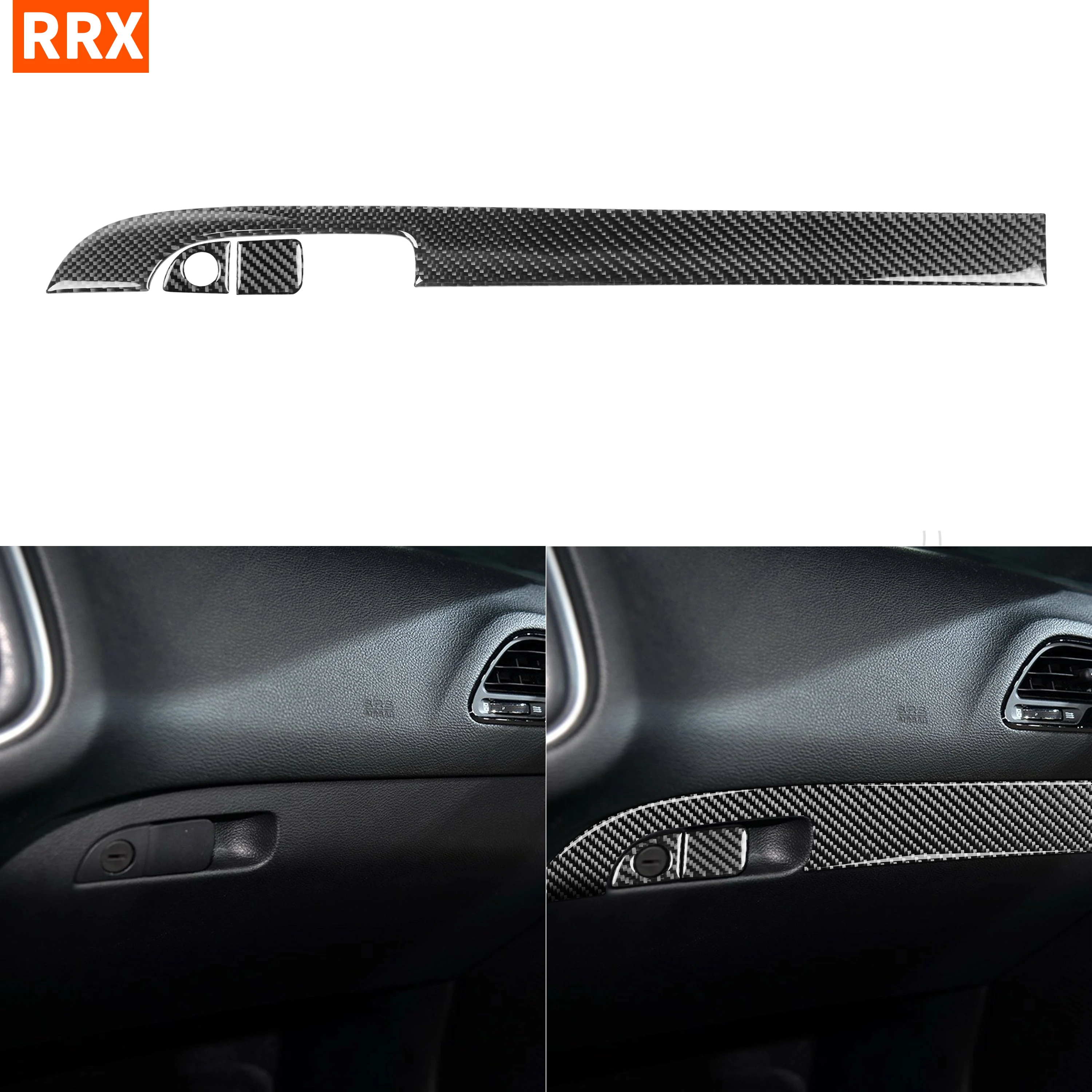 

Glove Compartment Trim Sticker For Dodge Challenger 2015+ Carbon Fiber Co-pilot Storage Box Handle Cover Interior Car Accessorie