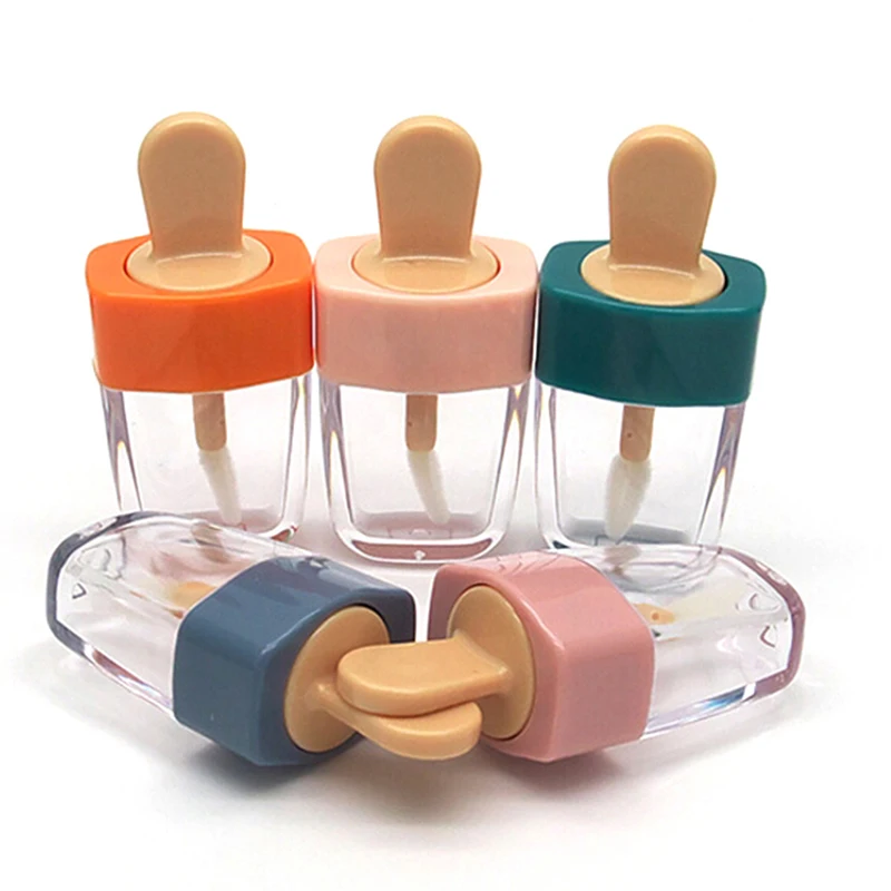 

1pc 6ML Empty Lip Gloss Tube Container Ice Cream Shape Bottle Cosmetic Ice Cream Transparent Lip Balm Refillable Bottle