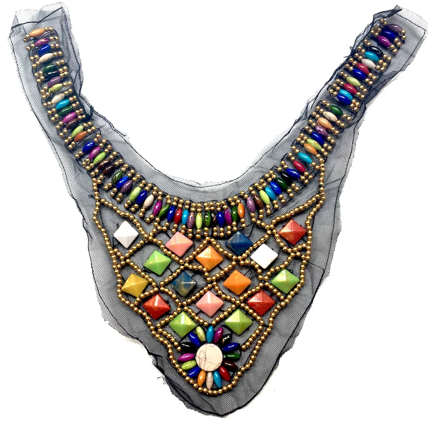 1 шт. расшиты разноцветными бусинами ручной работы с кружевом воротником