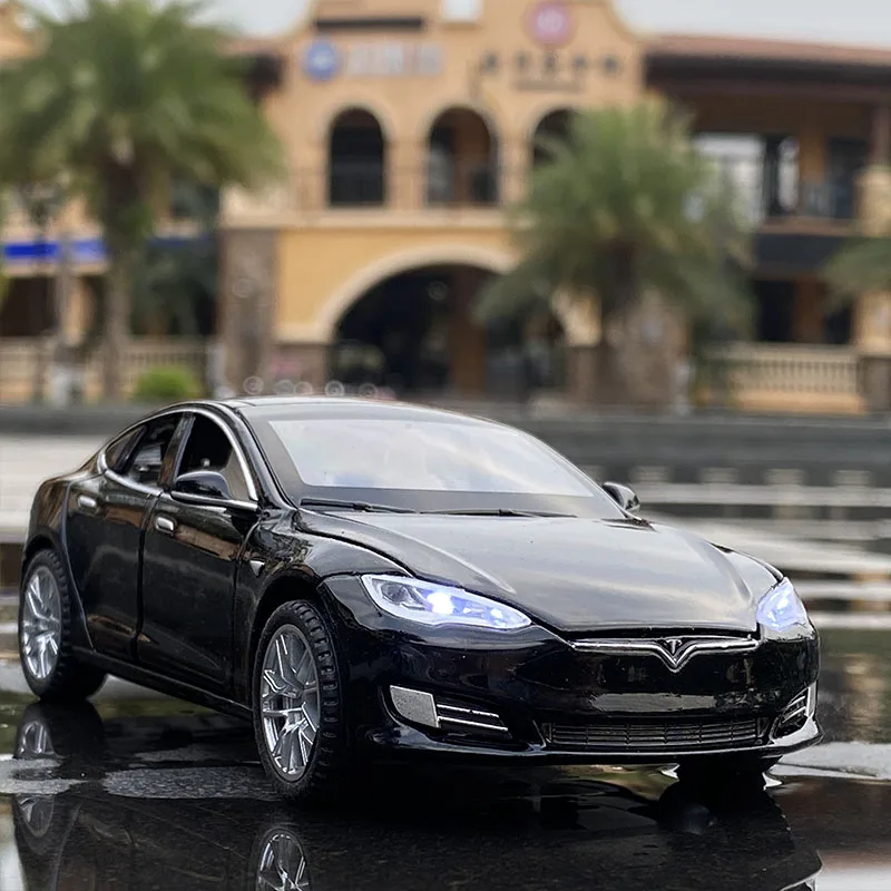 Modelo de Carro Veículos de Brinquedo Tesla Modelo x Liga Diecast Metal Simulação Som Luz Crianças Brinquedo Presente 1:32 s 3