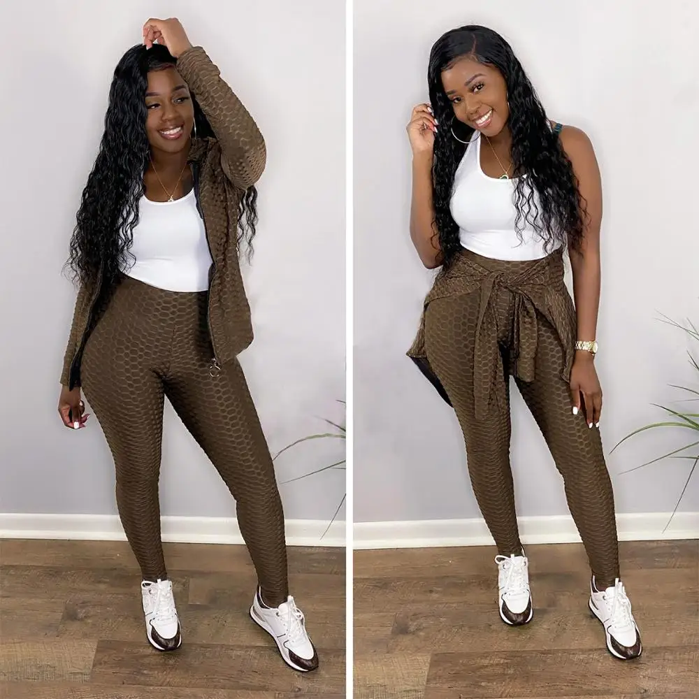 

Women 2 Piece Set Women Tracksuit Zippers Long Sleeve Crop Top And Push Up Leggings Patchwork Sexy Sets Women Fitness Plus Size