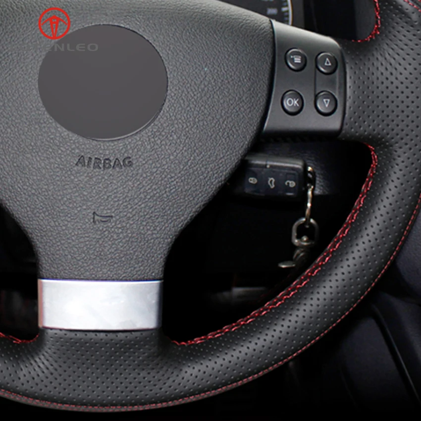 LQTENLEO чехол рулевого колеса автомобиля для Volkswagen Golf 5 Mk5 черная кожа и замша сделай