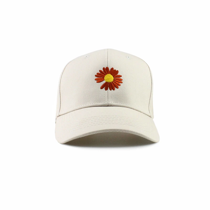 Beige-2 new cotton baseball cap chrysanthemum pattern caps men women Rose embroidery cap outdoor adjustable sports hat EXO GD pmo cap - Цвет: Beige-2