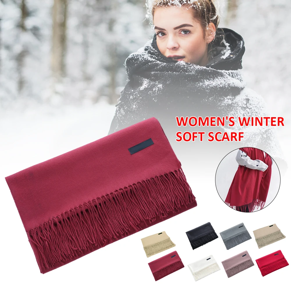 

Winter Scarf for Women Long Warm Comfortable Shawl Wraps with Fringed Edges Cashmere-Like Blanket Scarves Gifts for Women