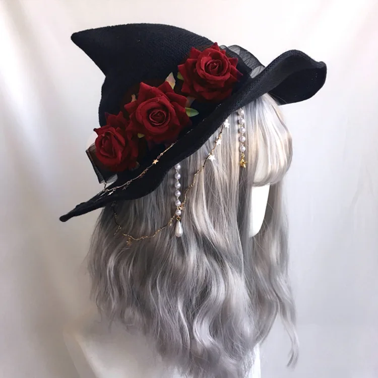 

Girls Vintage Steampunk Fedora Hat Lolita Little Hat Mini Top Hat Hair Clip Floral Rose Decoration Headwear Headpiece Cosplay