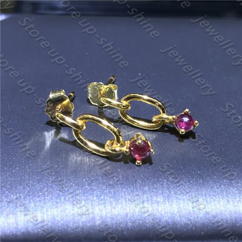 Новый с натуральным Рубином серьги 925 Серебряные женские отличаются