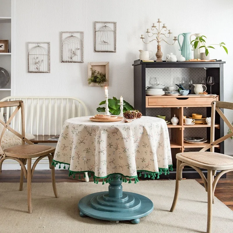 

Floral table Cloth Cotton And Linen Printing Round Dining Table Home Fabric Decoration