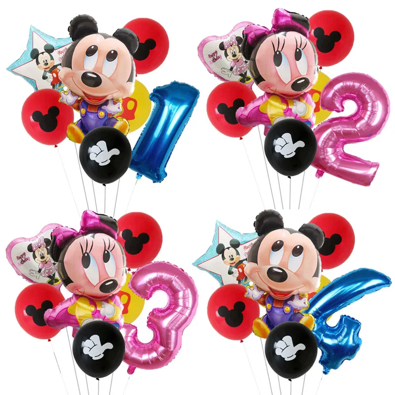 7 шт./лот Минни воздушные шары с героями мультфильмов Микки Маус для воздушных