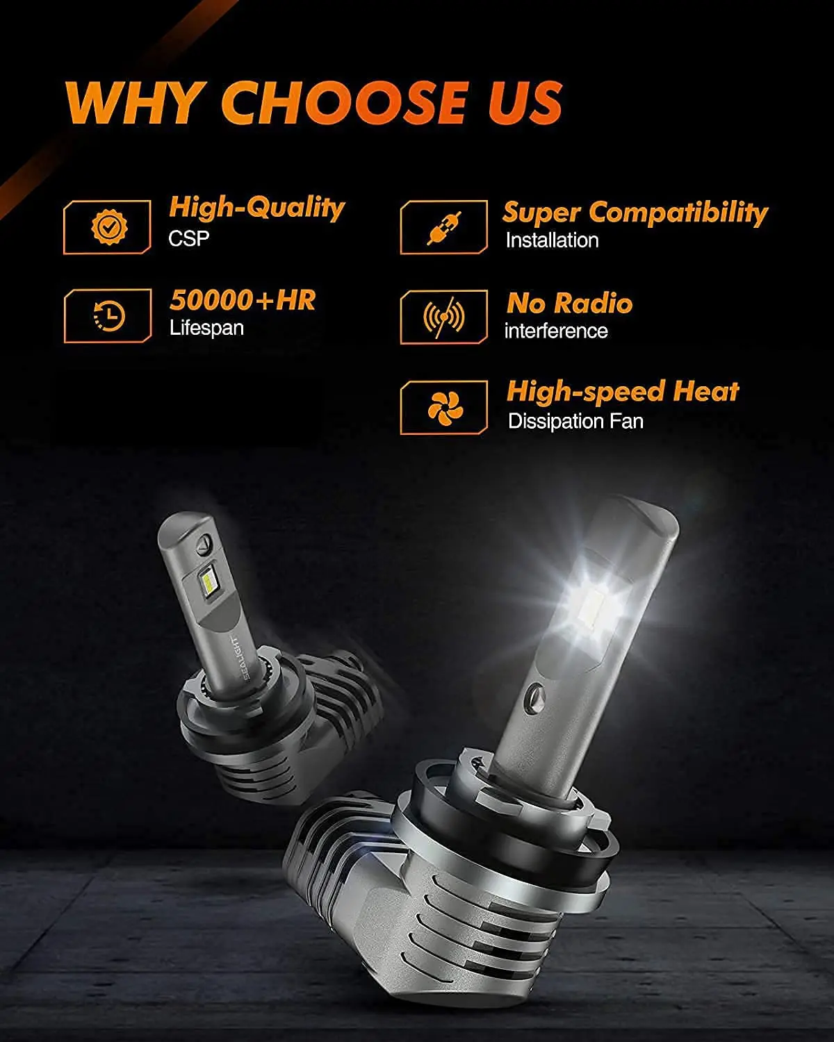 SEALIGHT S2 серия 4 шт. 9005/HB3 H8/H11 Светодиодный ные лампы для фар 200 Вт 6500 лм яркие K белые
