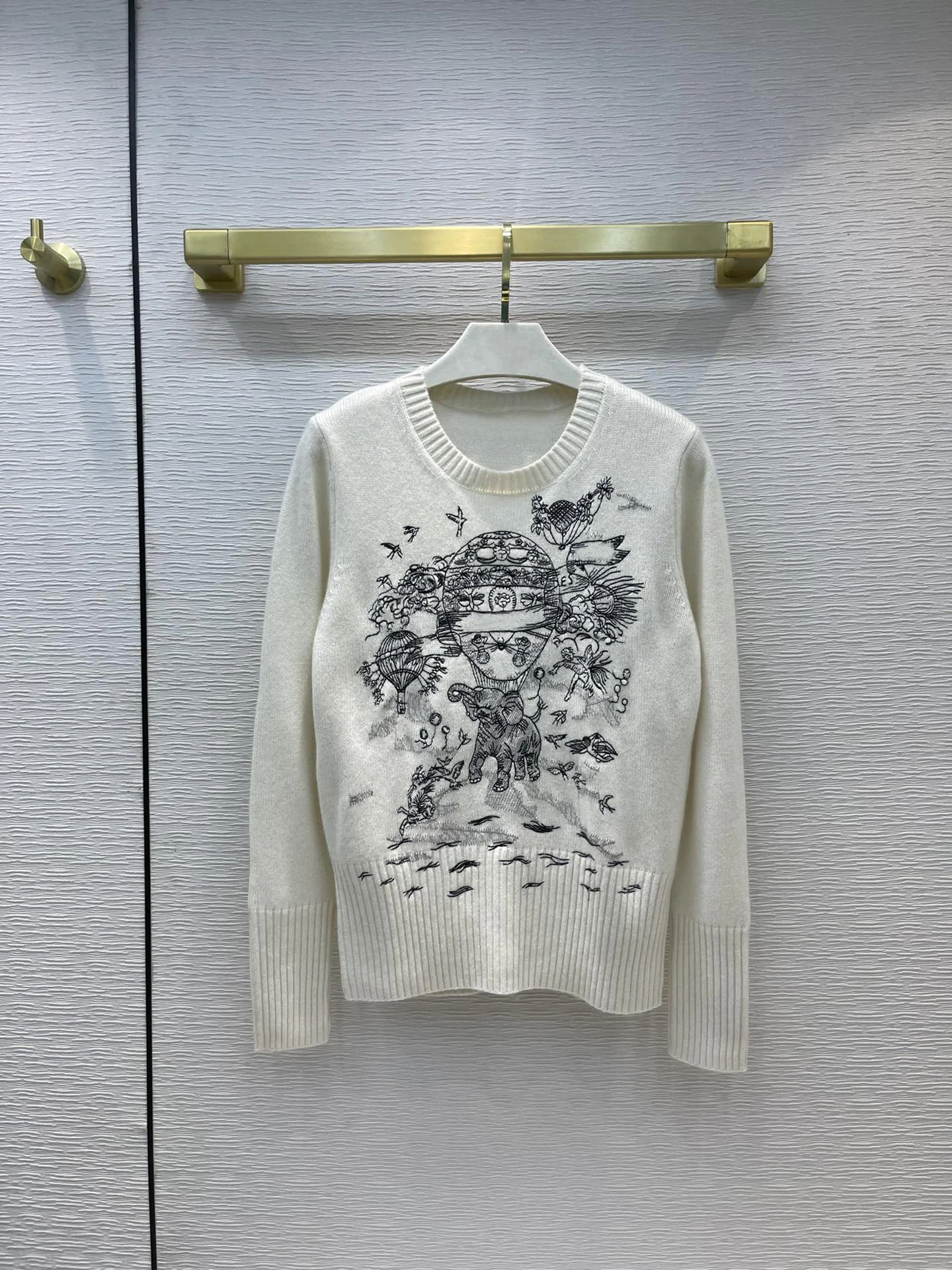 

Высококачественные кашемировые пуловеры 100%, свитер, женские высококачественные брендовые вязаные пуловеры с вышивкой в виде слона, свитер ...